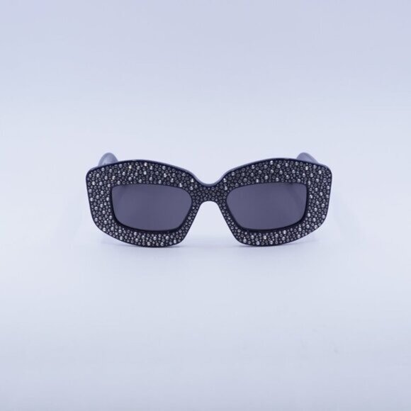 Loewe LW4114IS 90A Sunglasses Navy with Crystal Studs Rectangle Frame main image 4